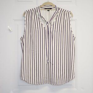 Stripe Tie-Neck Blouse - Sleeveless
